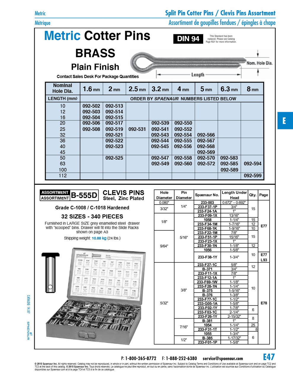 Cotter Pin Din 94 6.3Mm X 63Mm Brass Plain Din 94/Br 6.3X63   092-585