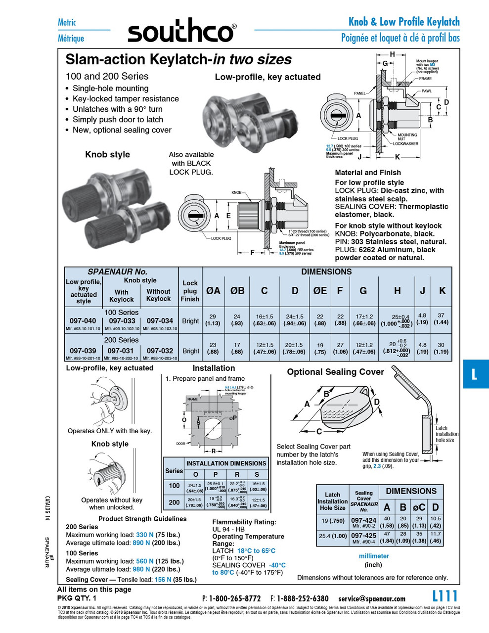 100 Series Slam Action Key Latch Low Profile 1.13" Flange Od X .500 Panel Thk Die-Cast Zinc Chrome Plated   097-040
