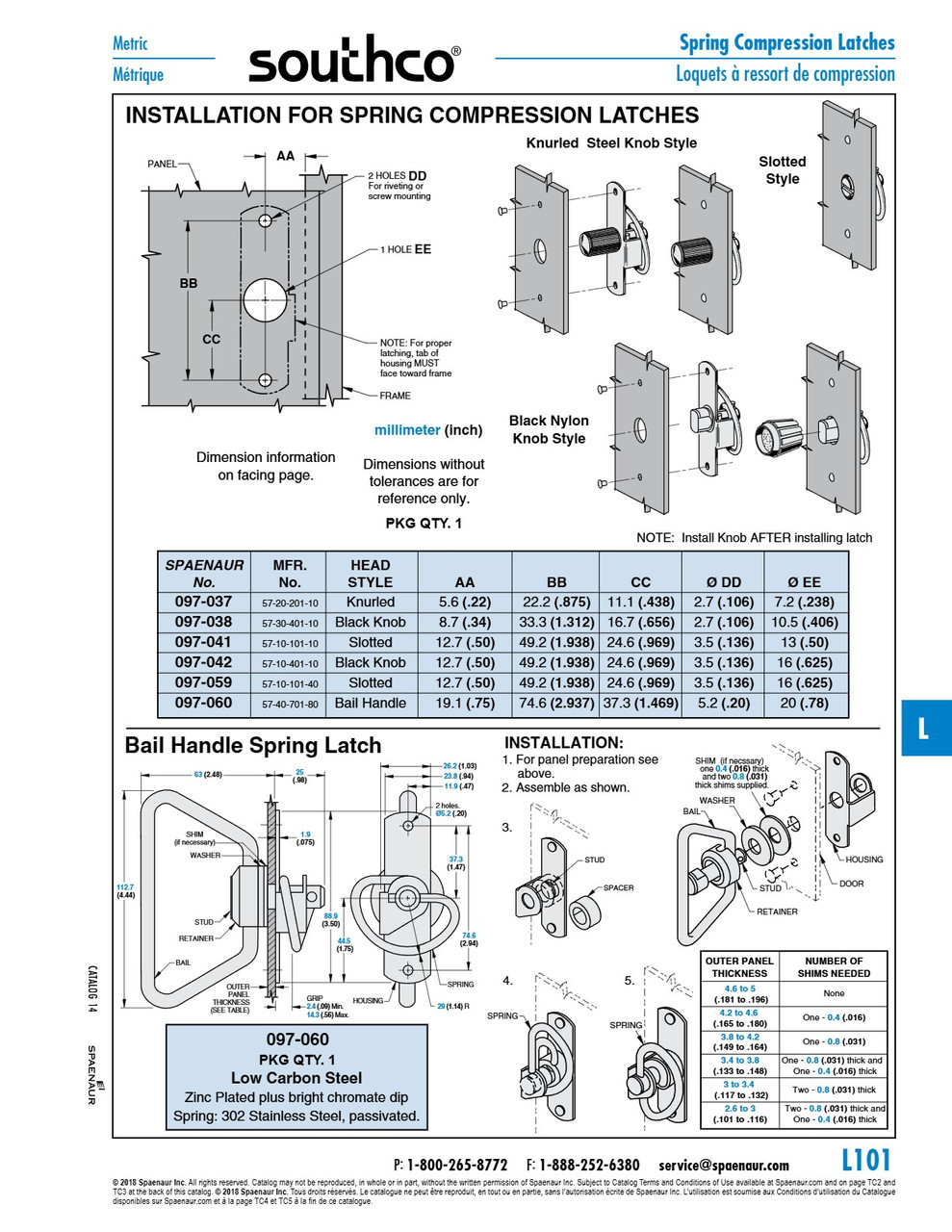 Spring Latch Medium Size Slotted Head Rivet Mounting .060"-.380" Grip Range Stainless Steel Passivated   097-059