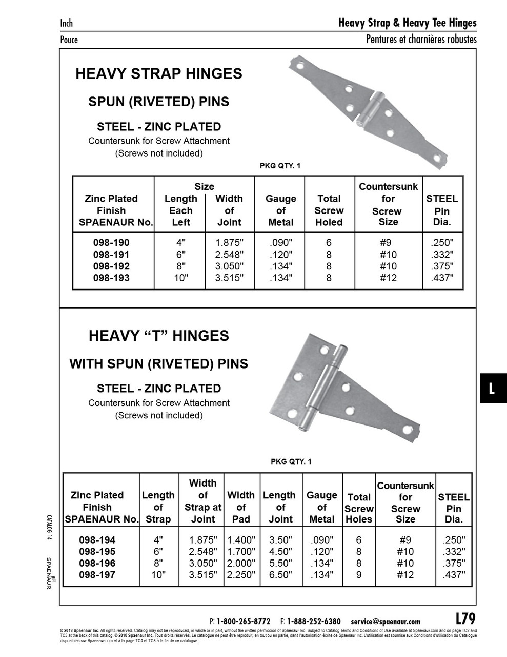 "T" Hinge 4" (.090" Thk) Steel Zinc Plated   098-194