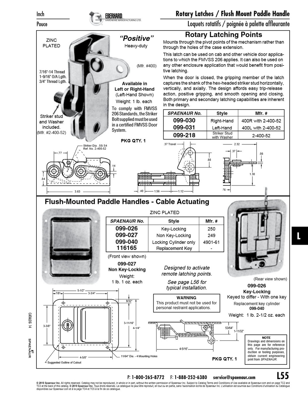 "Positive" Rotary Latch Left Hand With Striker Stud & Washer Steel Zinc Plated   099-031