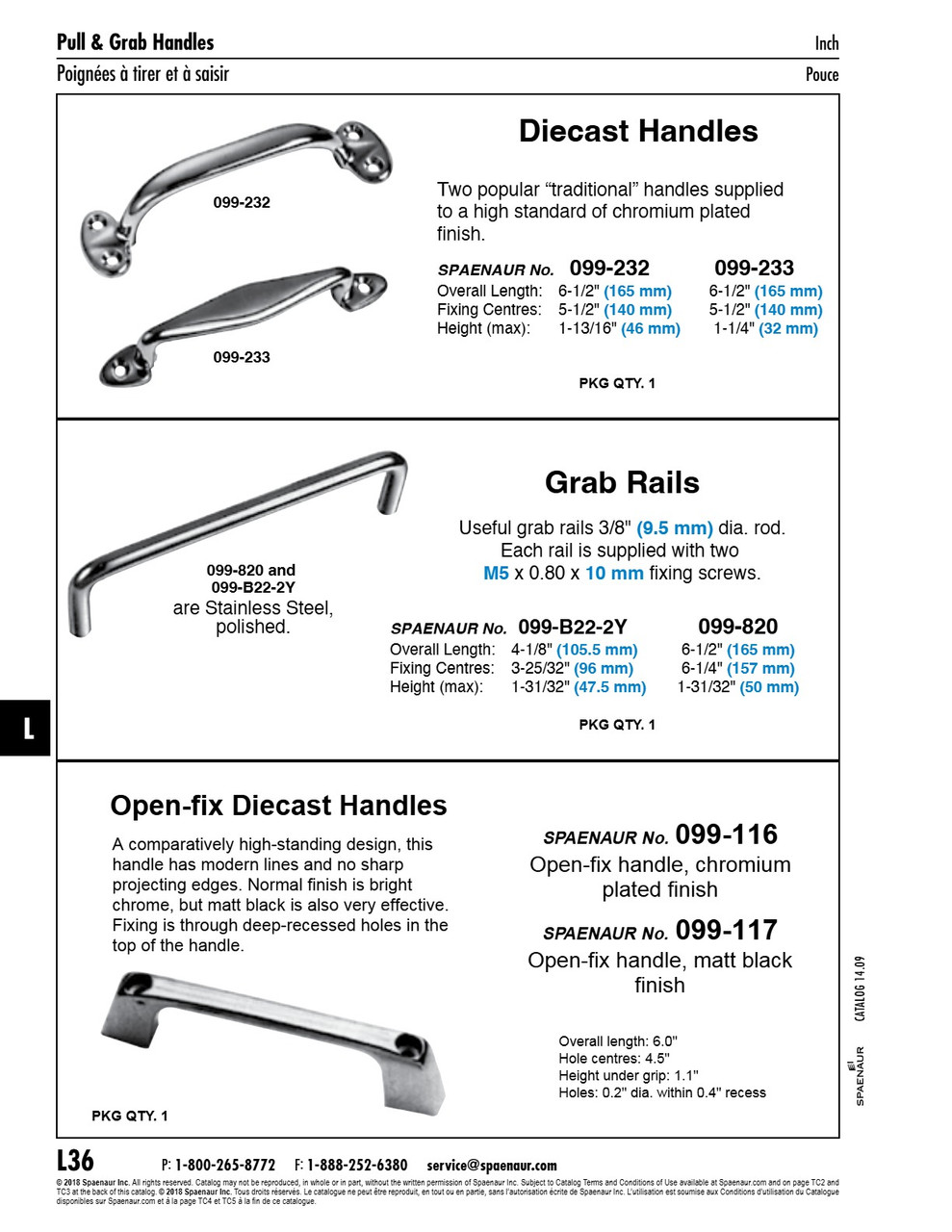 Open Fix Grab Handle 152Mm O/A Lgth X 37Mm Ht Diecast Black   099-117