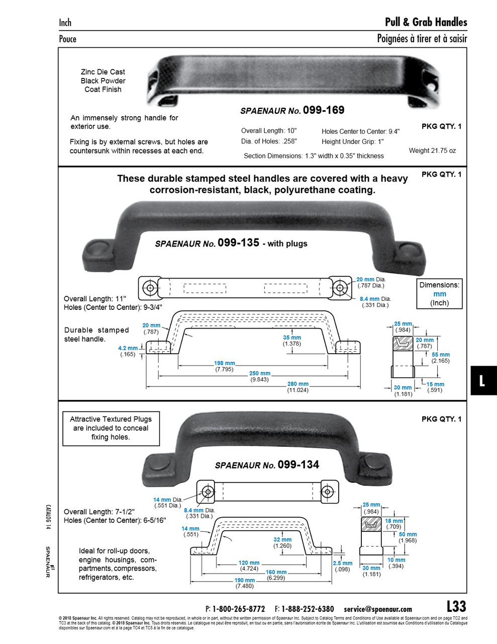 Pull Handle 7 1/2" O/A Length Stamped Steel Black Polyurethane Coating   099-134