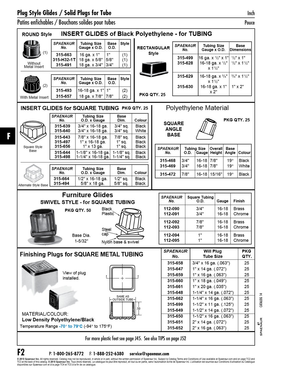 Swivel Glide For Inside Square Tube For 1" Od Square Tube #16-18 Gauge Plastic & Steel Chrome Finish   112-095