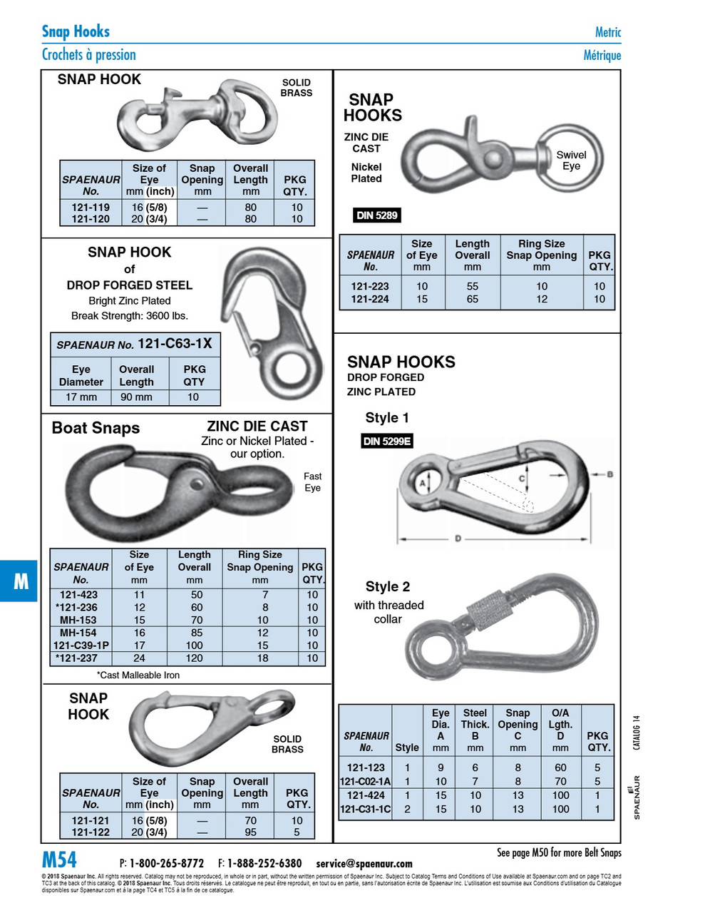 Snap Hook Metric Fast Eye 24 Mm Eye 120 Mm Oal18 Mm Snap Opening Zinc Die Cast Nickel Plated   121-237