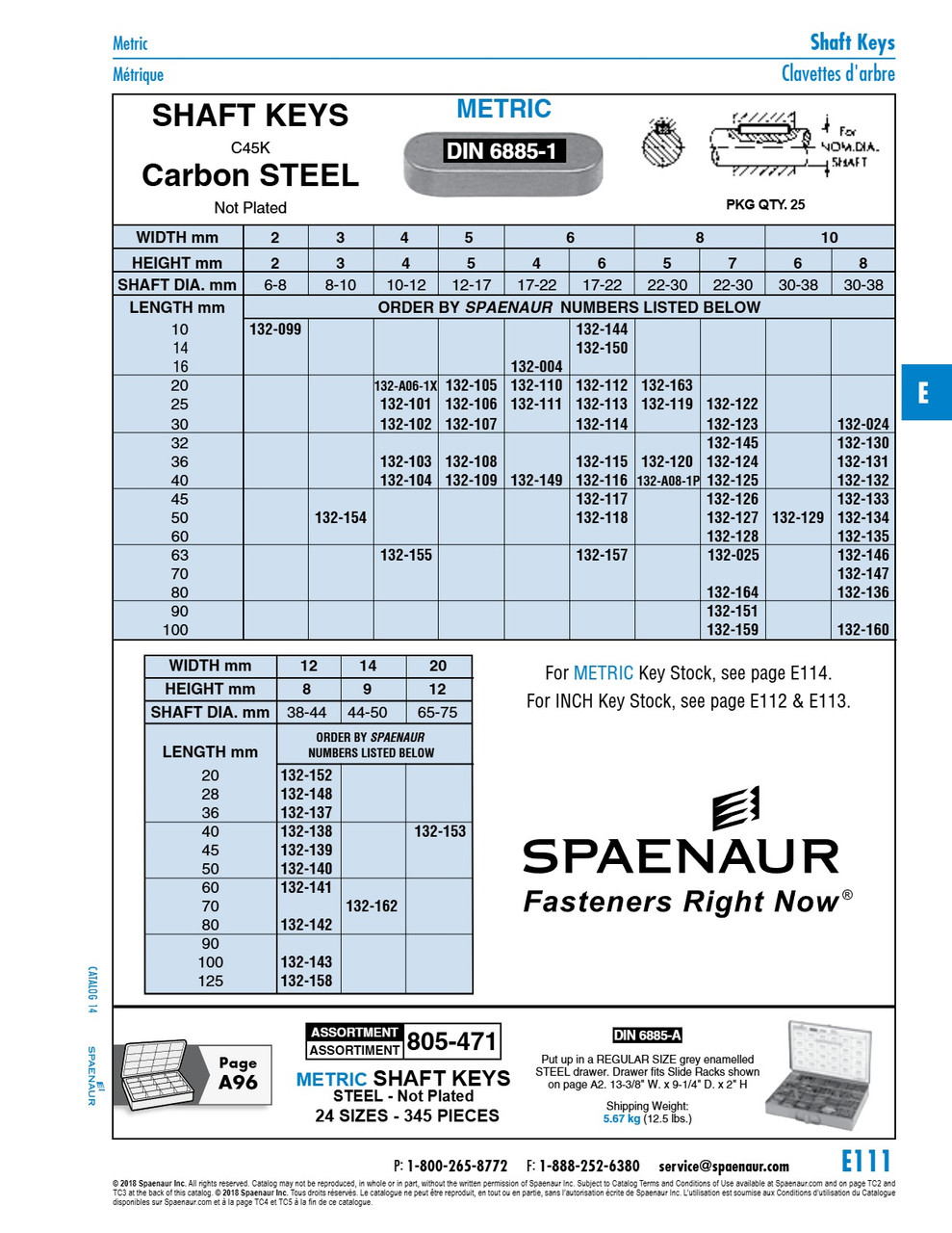 Shaft Key 10Mm W. X 8Mm H. X 40Mm Length C45K Carb Steel Plain Din 6885A/St 10X8X40   132-132