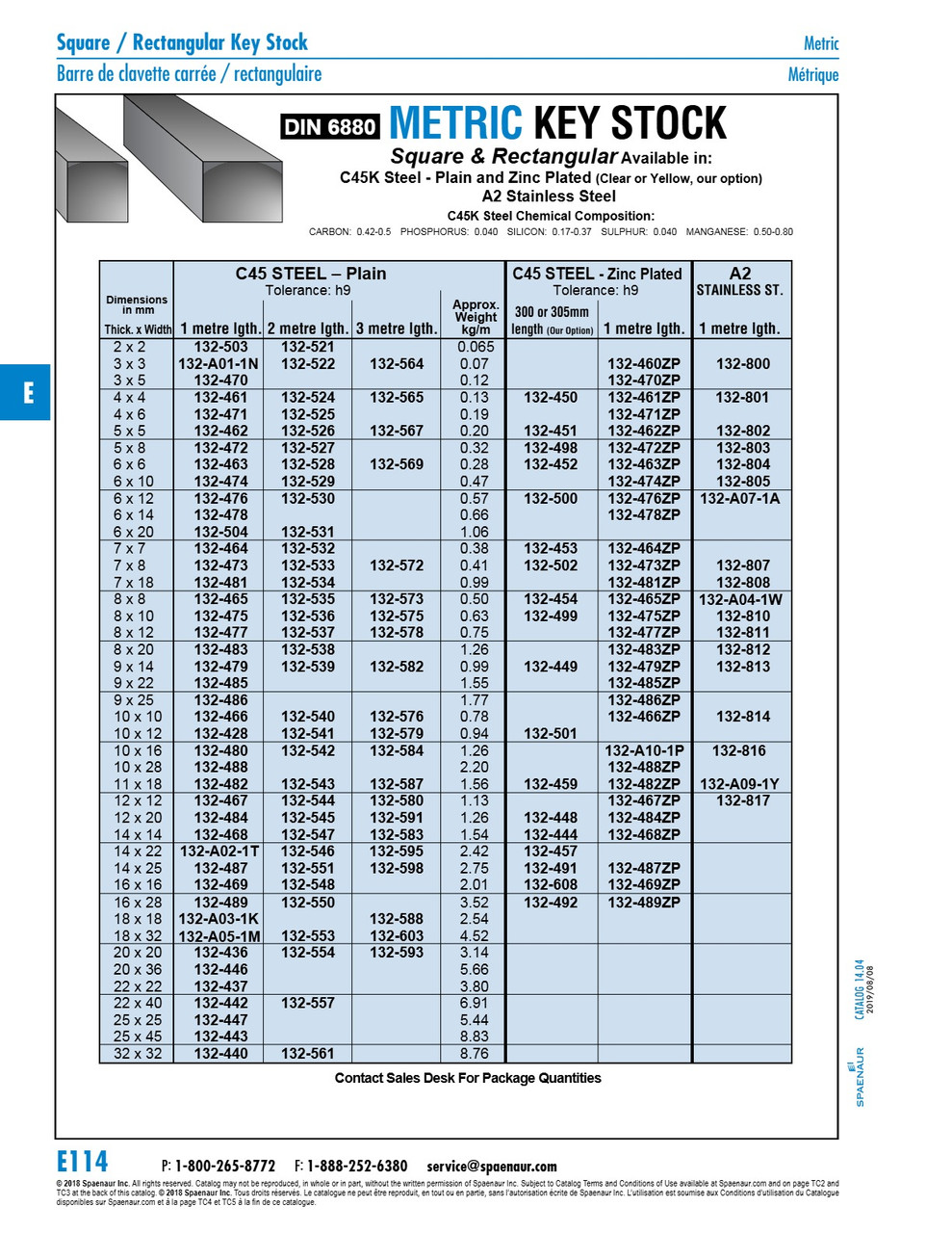 Key Stock 25Mm X 25Mm X 1 Metre Steel Plain Din 6880/St 25X25X1Mtr   132-447
