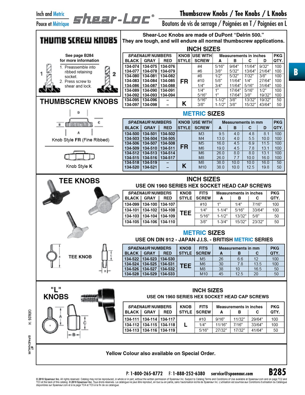 Shear-Loc Tee Knob Metric M6 Dupont Delrin 500 Red   134-531