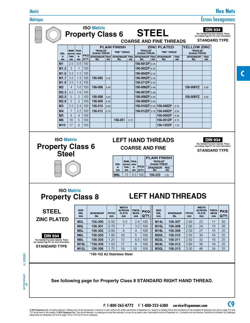 Hexagon Nut Din 934 Left Hand M20L X 2.50 Pitch 30Mm Waf 16Mmth Cl 8 Steel Zinc Plated Din 934/8-Zp/Left M20L   156-310