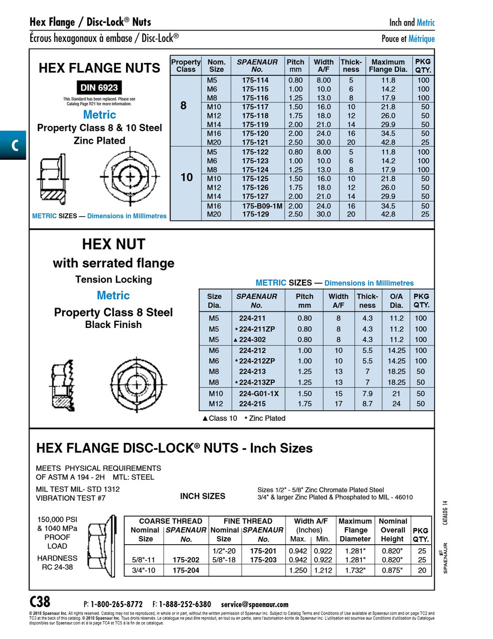Hex Flange Nut Din 6923 M8 X 1.25 Cl 8 Steel Zinc Plated Din 6923/8-Zp M8   175-116
