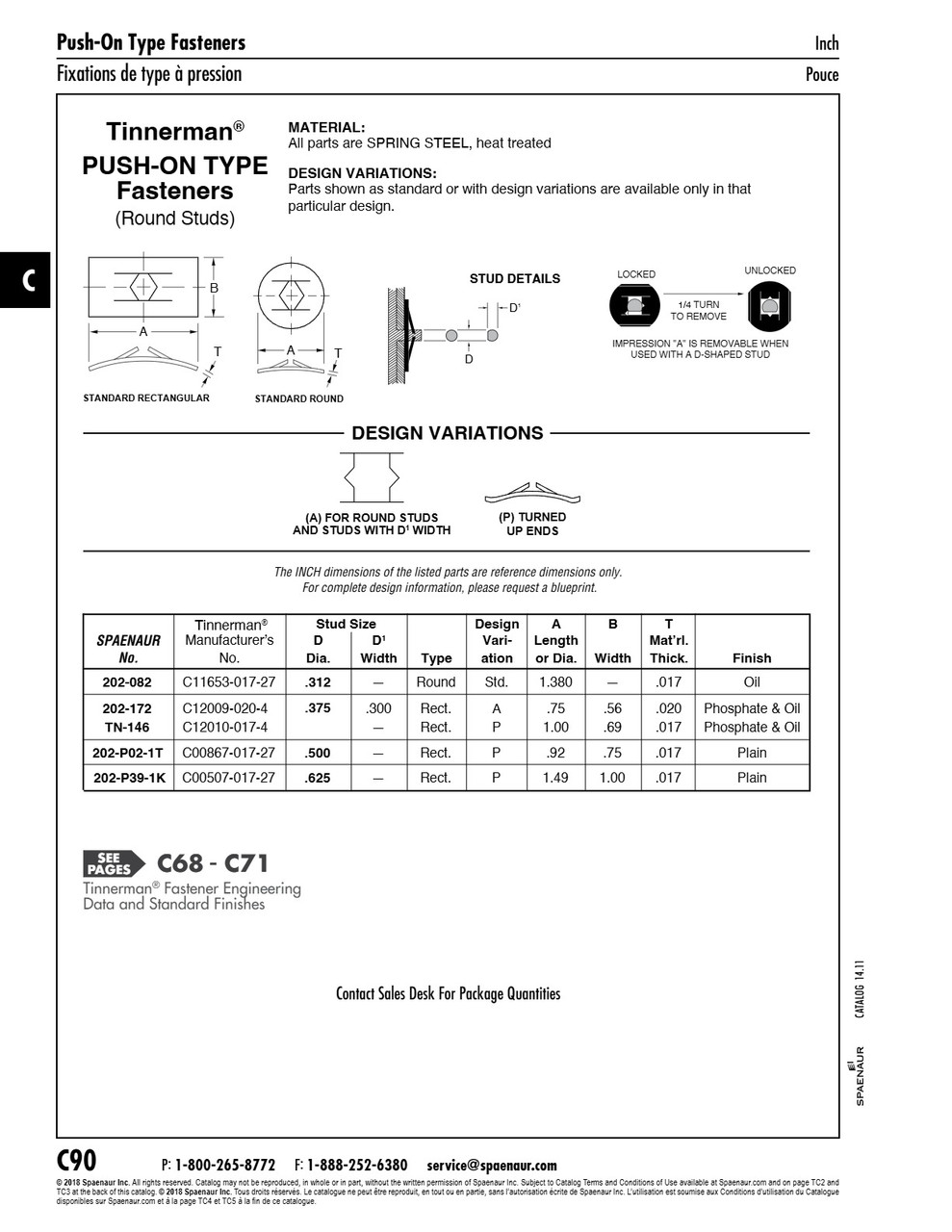 Push-On Speed Nut For .309"-.315" Stud Dia Spring Steel Oil Dipped   202-082