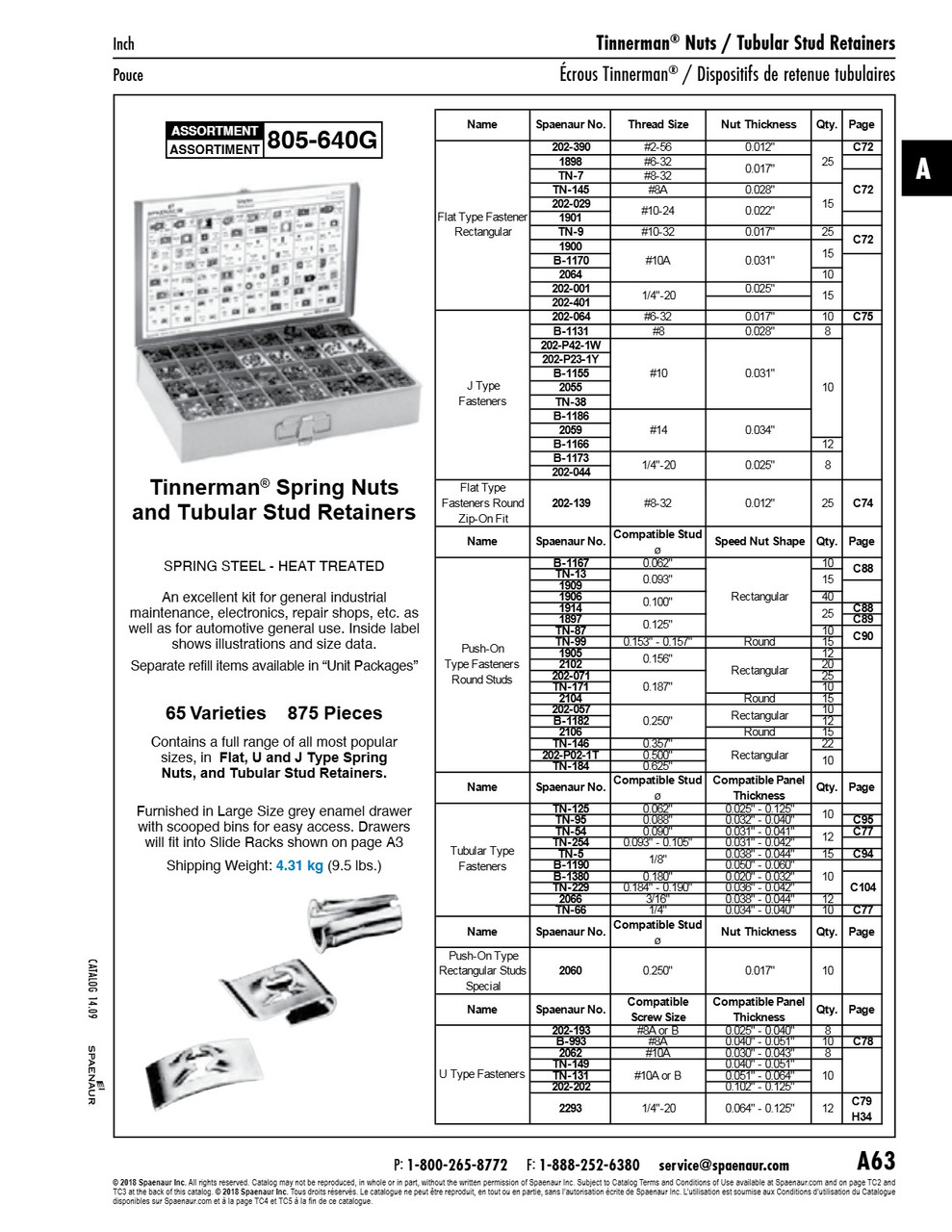 Spring Nut Flat Rectangular Type For #10A Sheet Metal Screw Threads Spring Steel Heat Treated Plain   2064