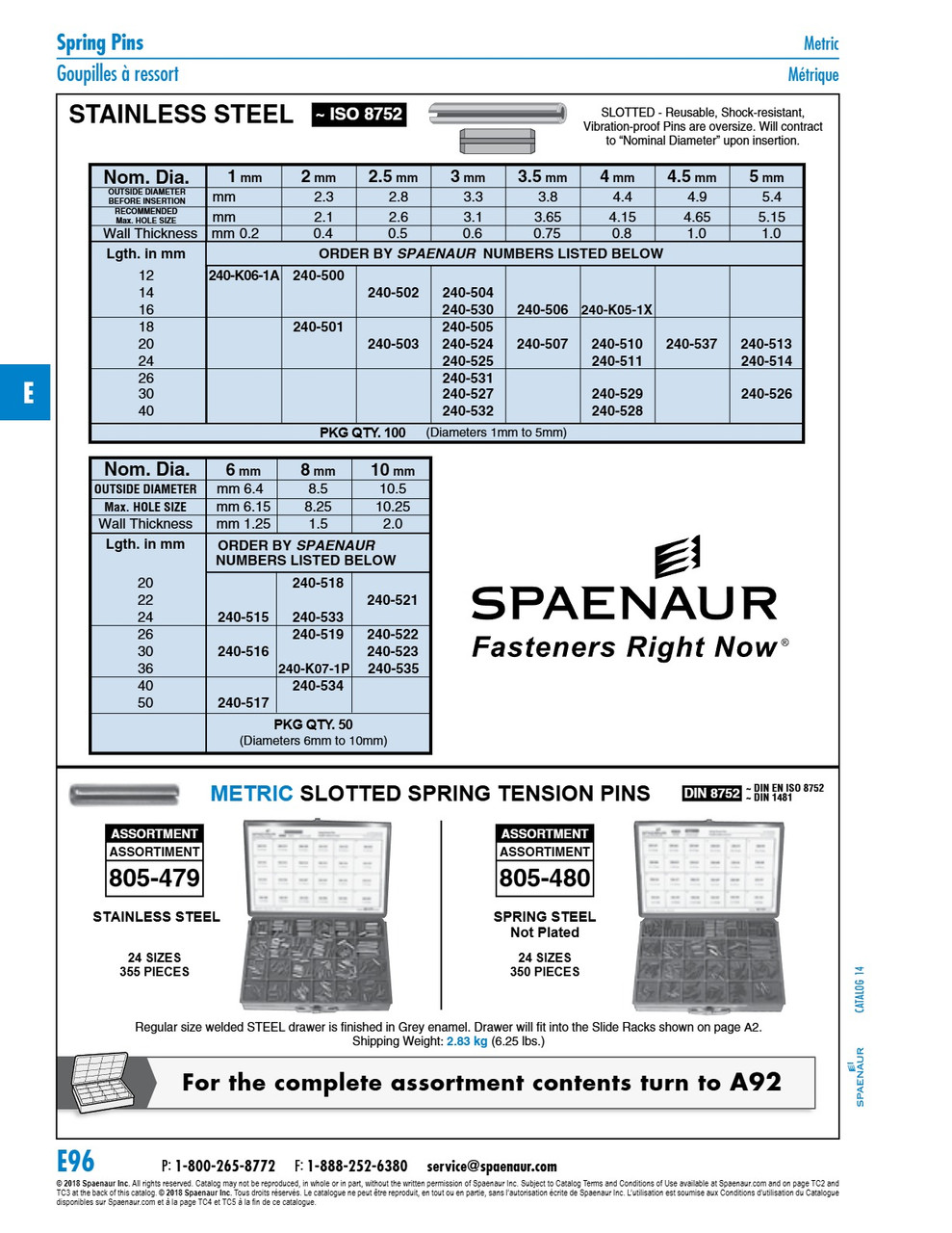 Slotted Spring Tension Pin Iso 8752 Nom Dia 10Mm X 30Mm Lgth A2 Stainless Steel Plain Iso 8752/A2 10X30   240-523