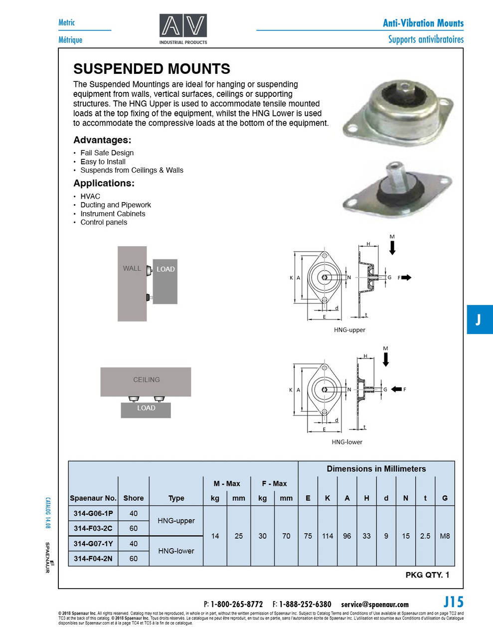 Vt-Upper "B" Anti-Vibration Mount Medium Type 60 Deg. Irh 70 Kg Max Compres M8 Thread Natural Rubber & Steel / Black   314-F03-2C
