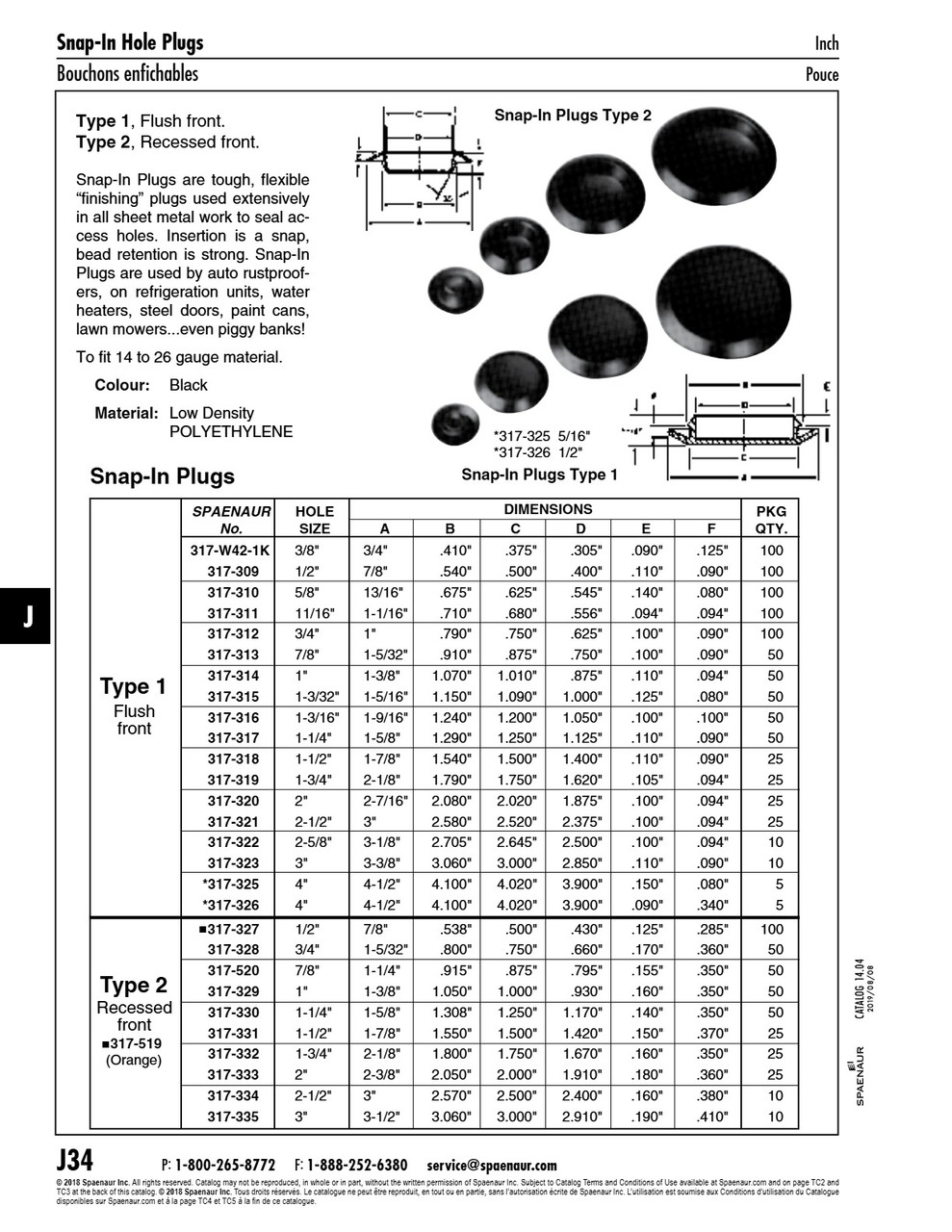 Snap In Hole Plug For 4" Hole Type (1) Low Density Polyethylene Colour Black   317-326