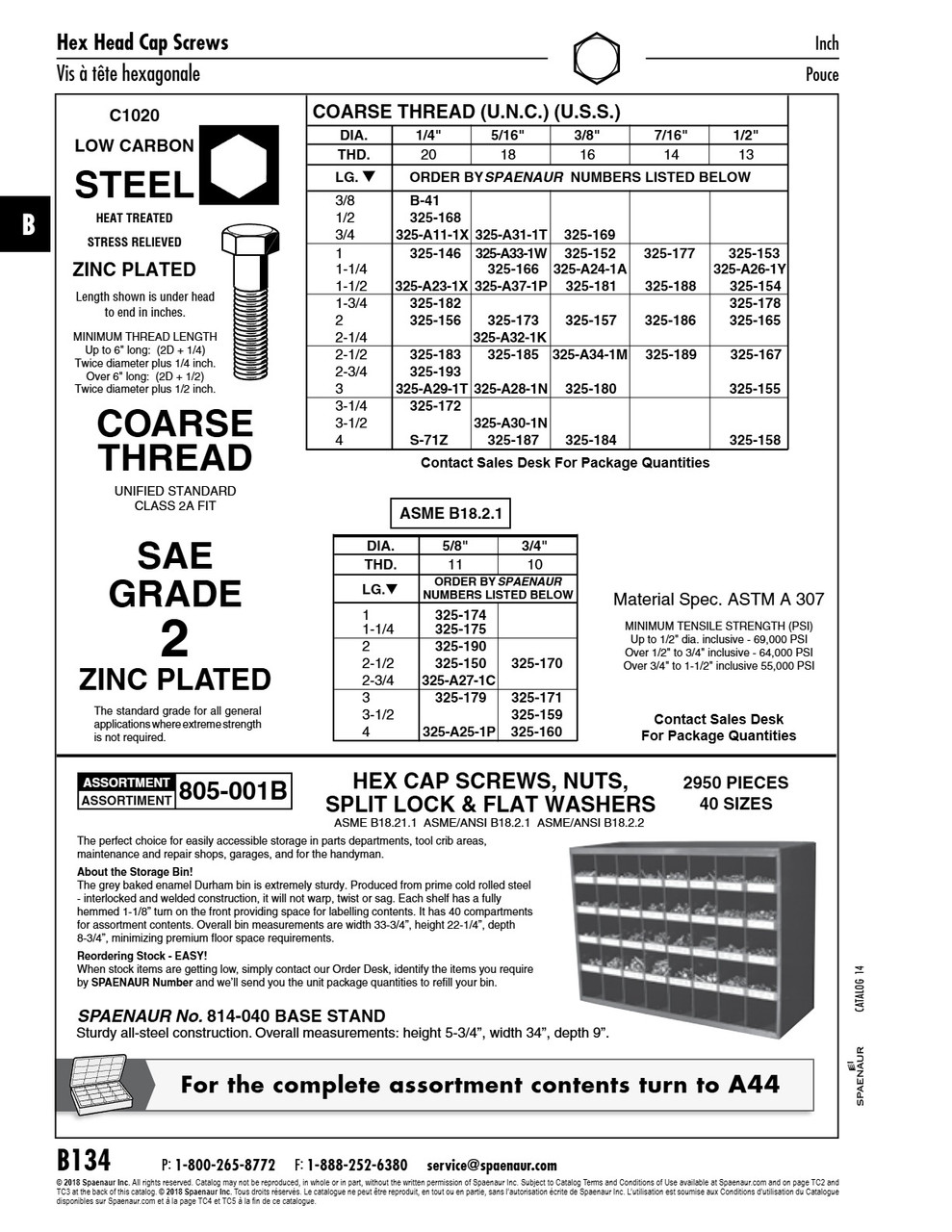 Hex Head Cap Screw Sae 1/2"-13 Unc X 4" Lg Grade 2 Low Carbon Steel Zinc Pltd   325-158