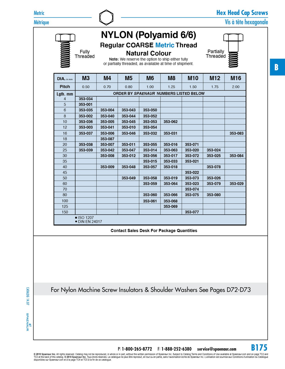 Hex Head Machine Screw Metric M10 X 1.50 X 35Mm Lg Nylon 6/6 Natural Colour   353-021