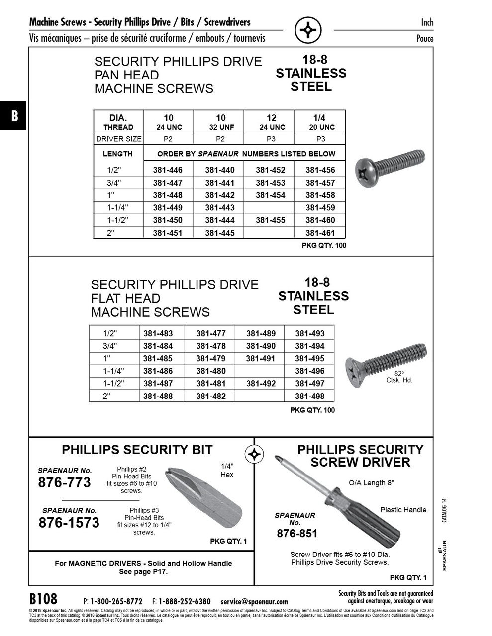 Pan Head Phillips Security Screw #12-24 Unc X 3/4" Long 18-8 Stainless Steel   381-453