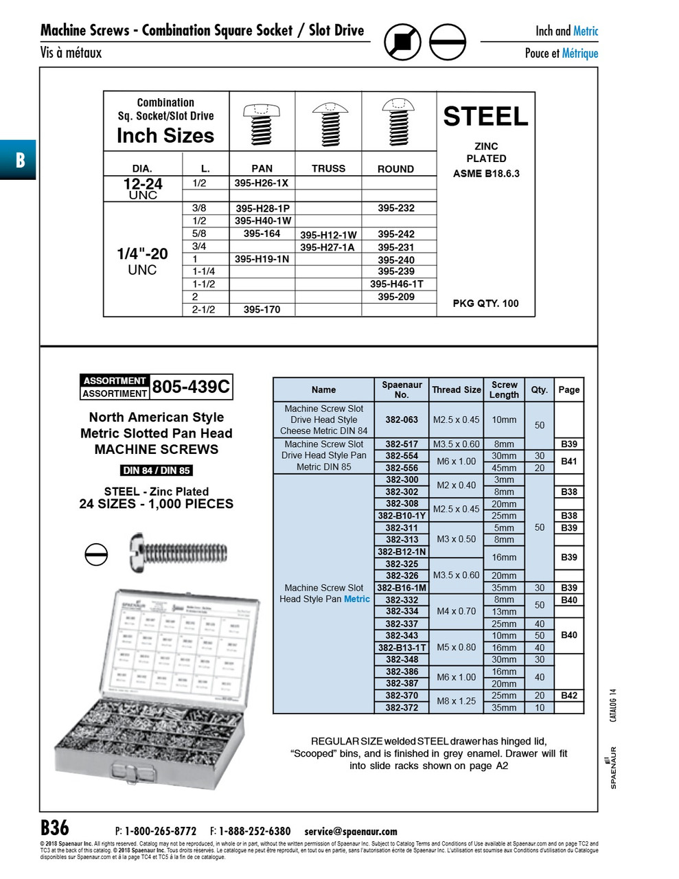 Machine Screw Slot/Sq Skt Round Hd #10-32 Unf X 1-1/4" Lg Steel Zinc Plated   395-230