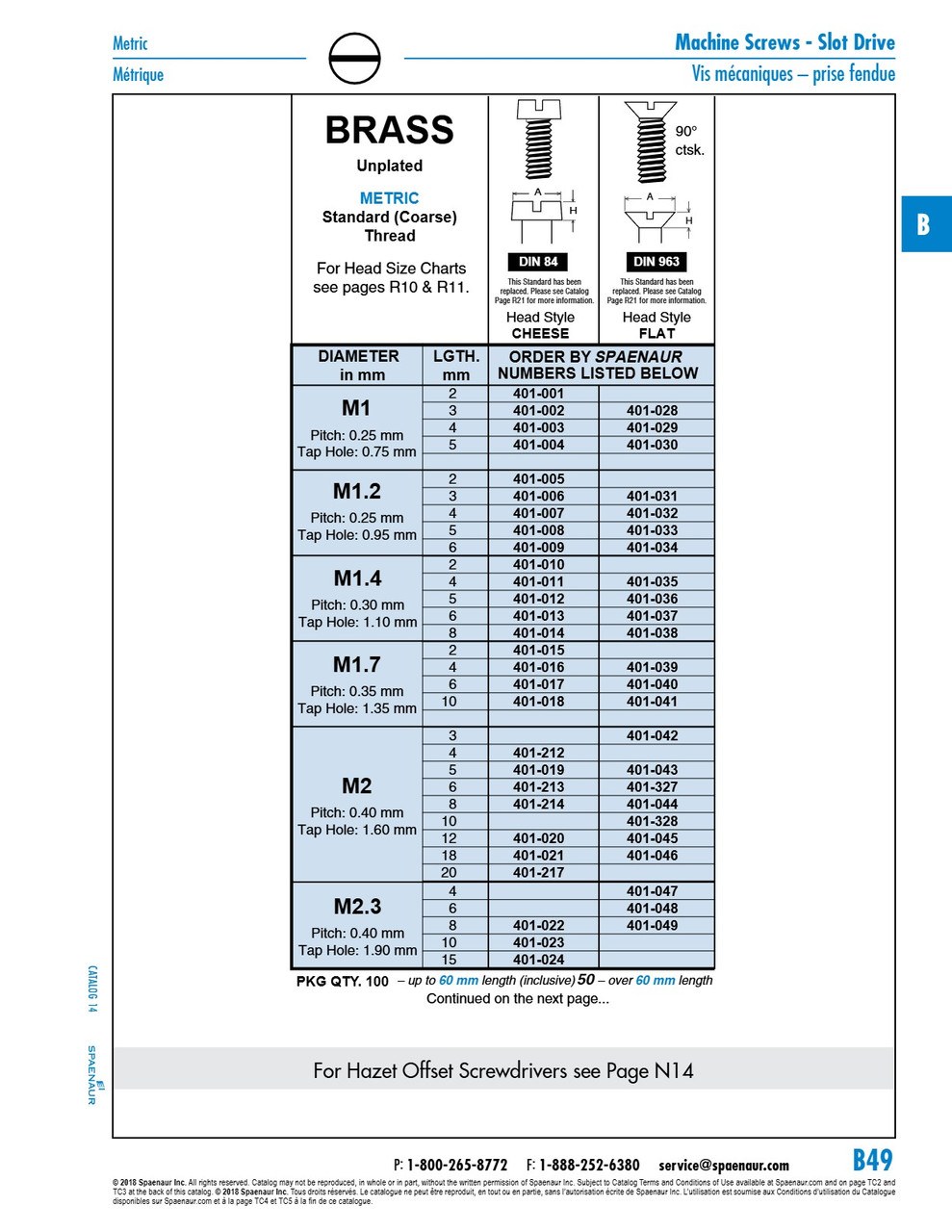 Machine Screw Slot Flat Din 963 M1.2 X 0.25 X 3Mm Brass   401-031