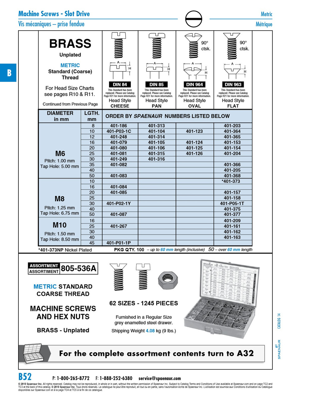 Machine Screw Flat Slot Hd Din 963 M6 X 1.00 X 50Mm Brass Din 963/Br M6X50   401-368