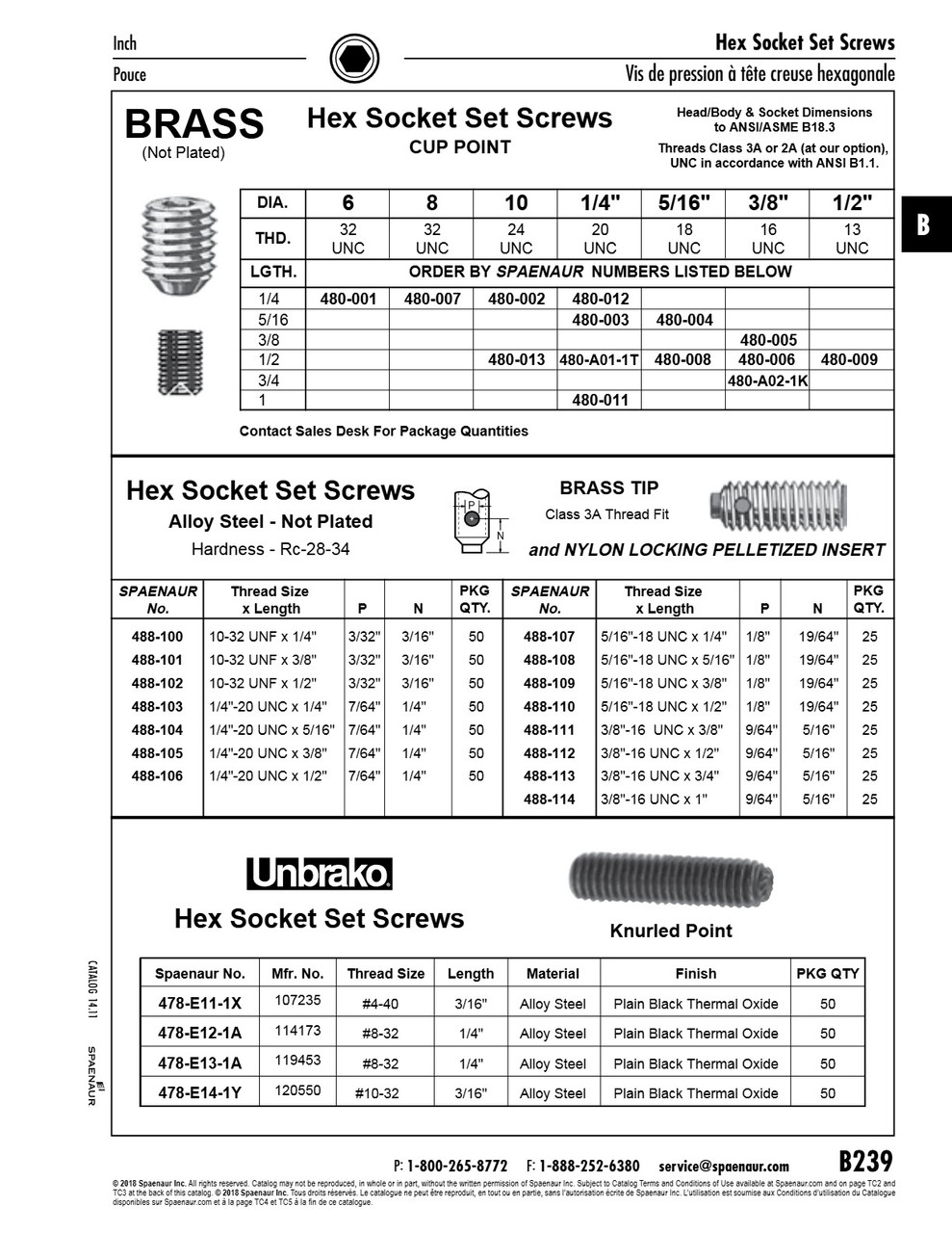 Hex Socket Set Screw Cup Point 1/4"-20 Unc X 5/16" Long Brass Ansi B18.3   480-003