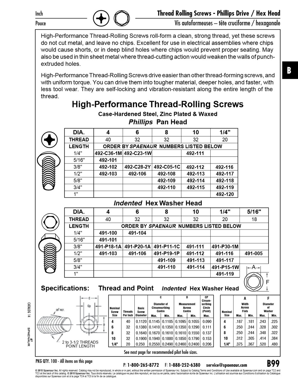 Thread-Rolling Screw Phillips Pan #10-32 Unf X 5/8" Long Hardened Low Carbon Steel Zinc Pltd   492-114