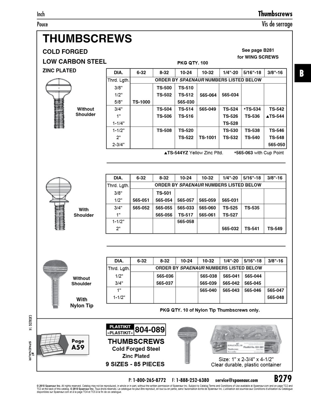 Thumbscrew With Shoulder #8-32 Unc X 1/2" Long Low Carbon Steel Zinc Plated   565-054