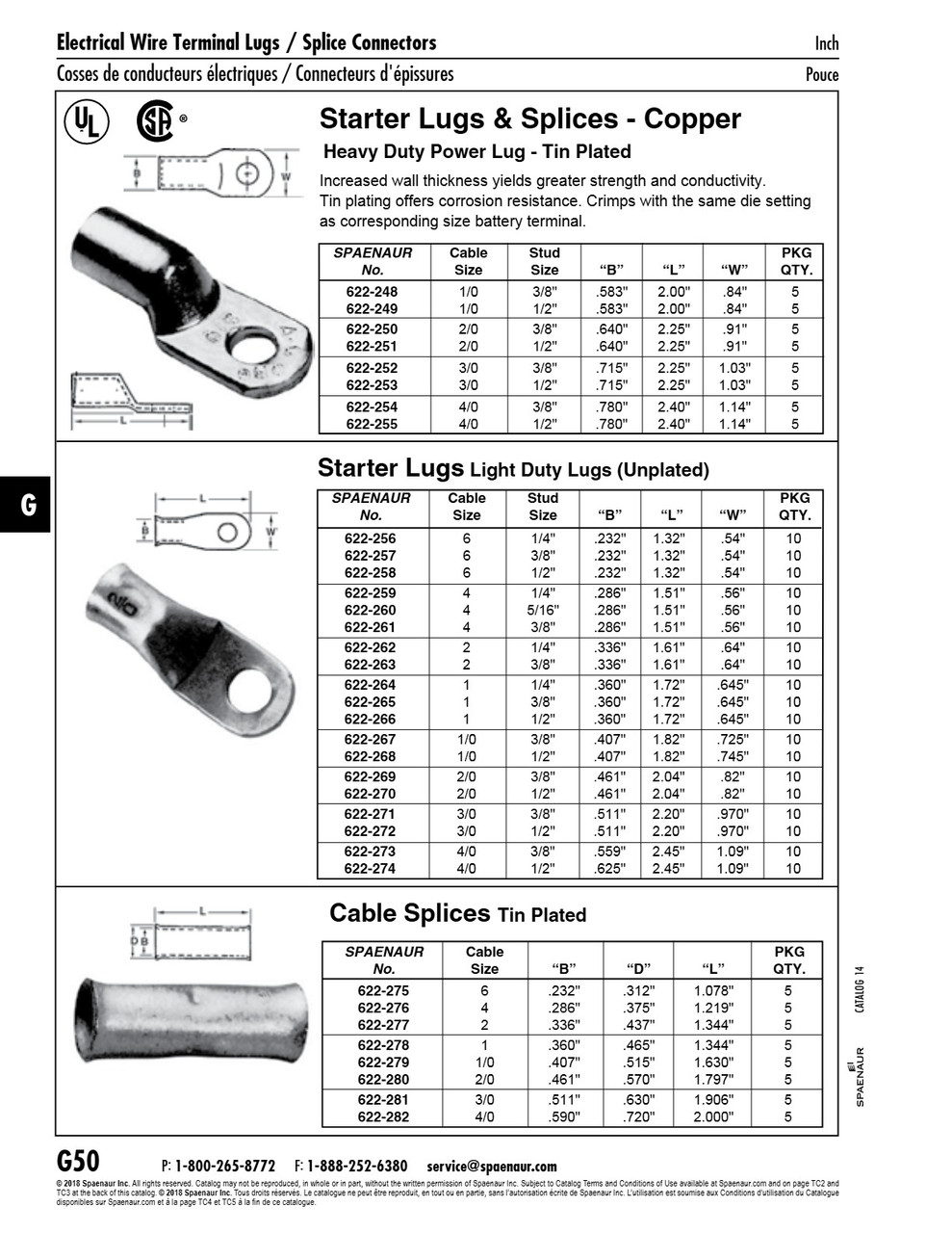 Light Duty Starter Lug #2/0 Cable 3/8" Stud Copper   622-269