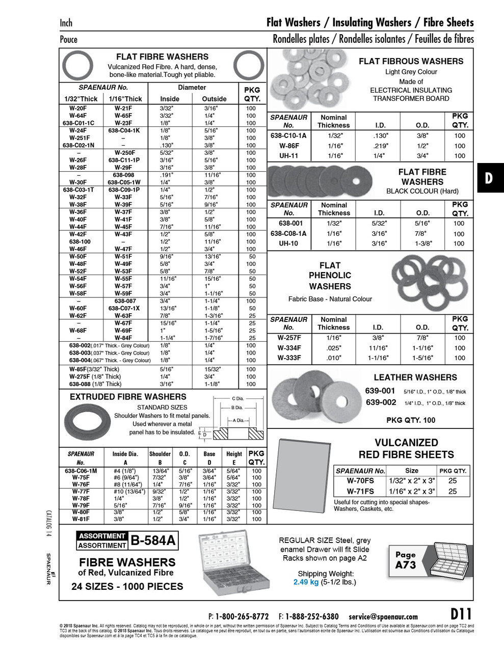 Flat Fibre Washer .125" Id X .250" Od X .015" Thk Vulcanized Fibre Gray   638-C14-1N