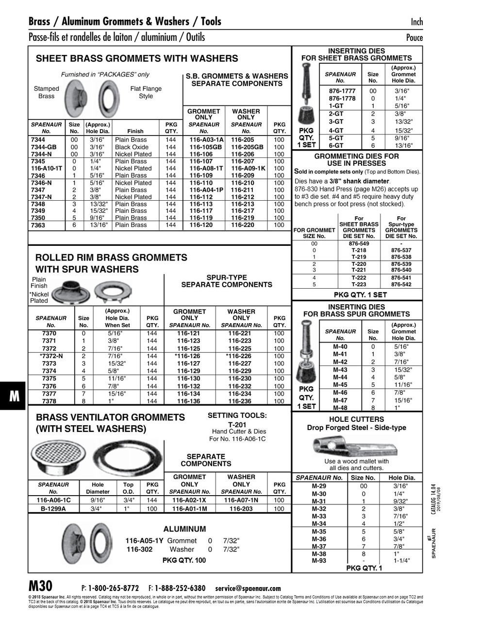 Brass Sheet Metal Grommets With Plain Washers (144/Pk) 13/32" Hole Dia Size #3 Brass Plain (116-113 & 116-213)   7348