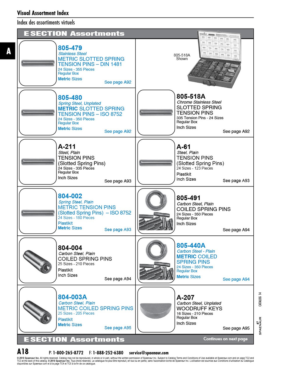 Plastikit Of Coiled Spring Pins 25 Metric Sizes 205 Pcs Iso 8750 High Carbon Steel Plain   804-003A