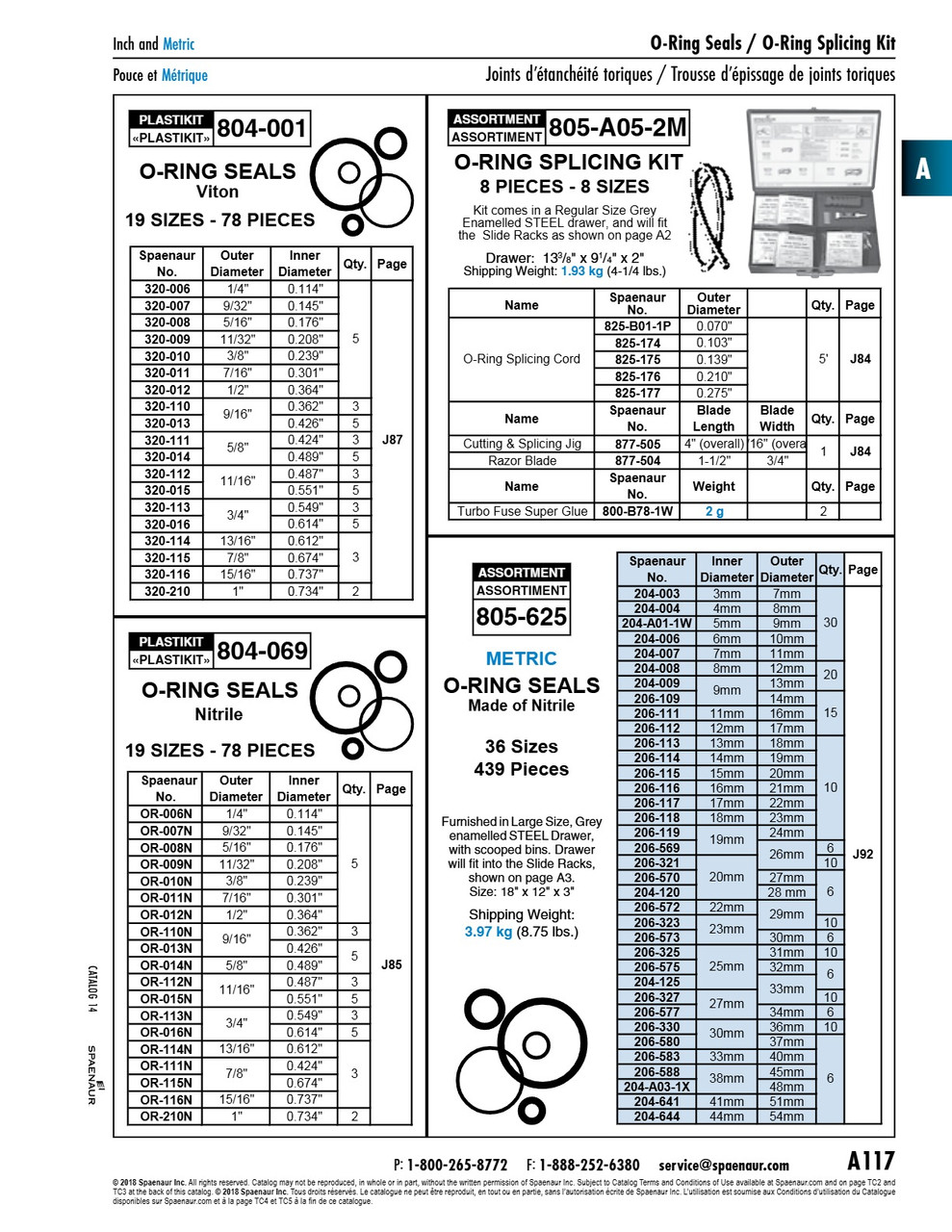 Plastikit Of 0-Ring Seals 19 Inch Sizes 78 Pcs Nitrile (Buna-N)   804-069