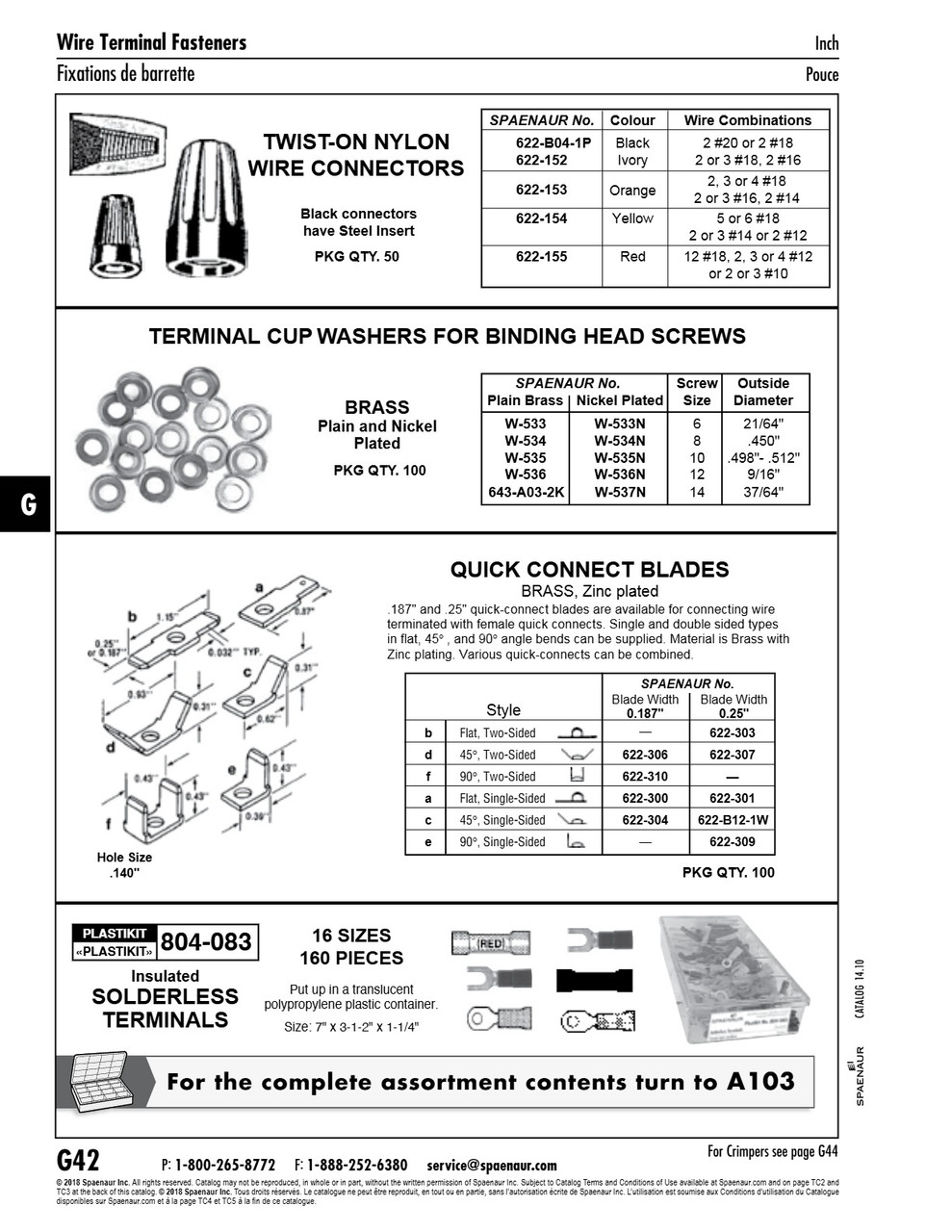 Plastikit Of Solderless Terminals & Butt Connectors Insulated 16 Sizes 160 Pieces Copper Tin Pltd In Translucent Polypropylene Box   804-083