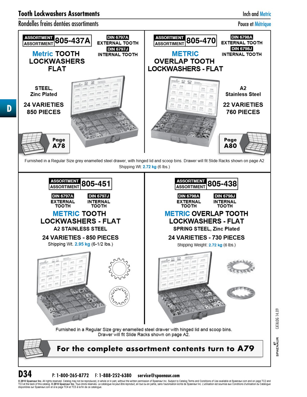 Assortment Of Metric Overlap Int & Ext Tooth Lockwashers (Din 6798 A & J) Stainless Steel In Metal Box   805-470