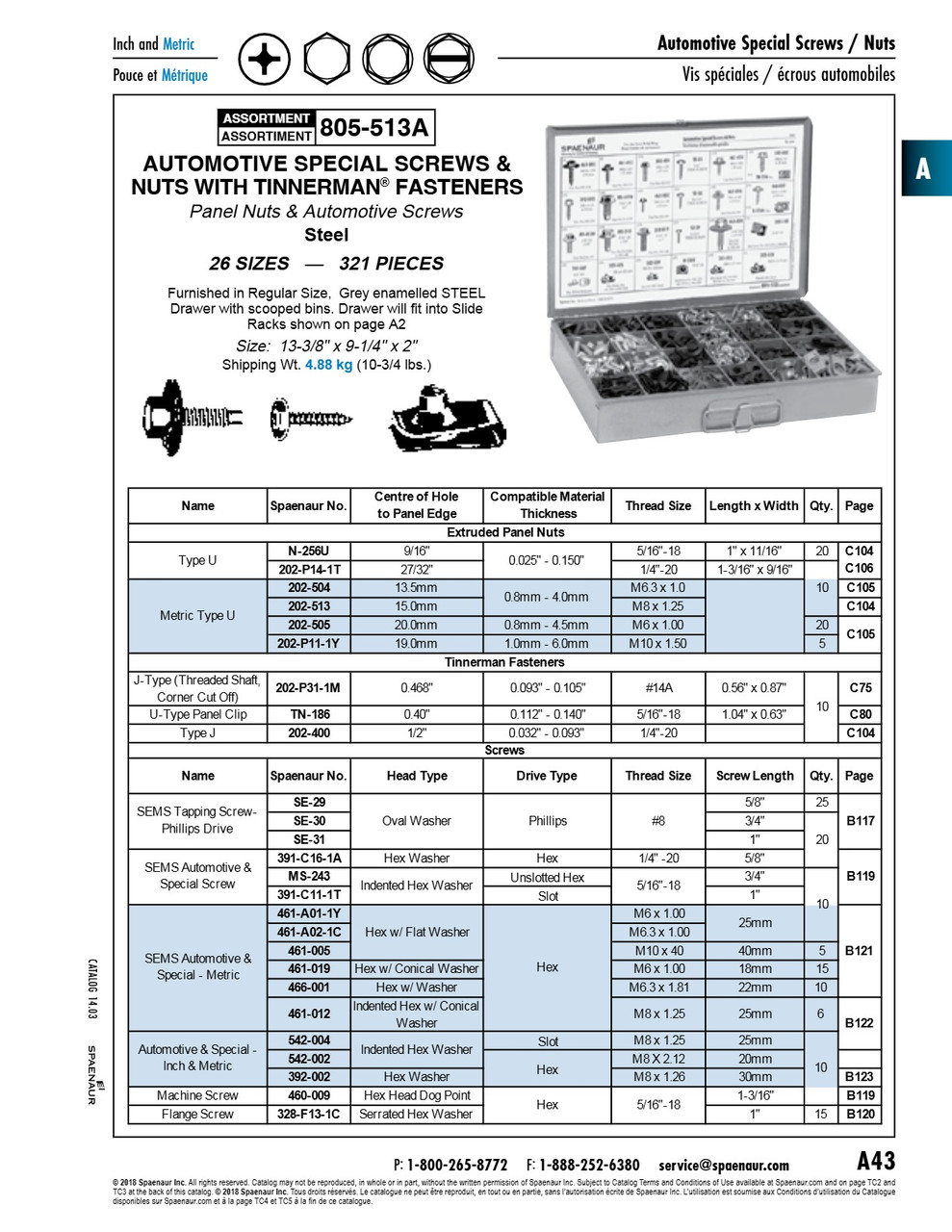 Automotive Special Screw & Nut Assortment In Metal Box   805-513A