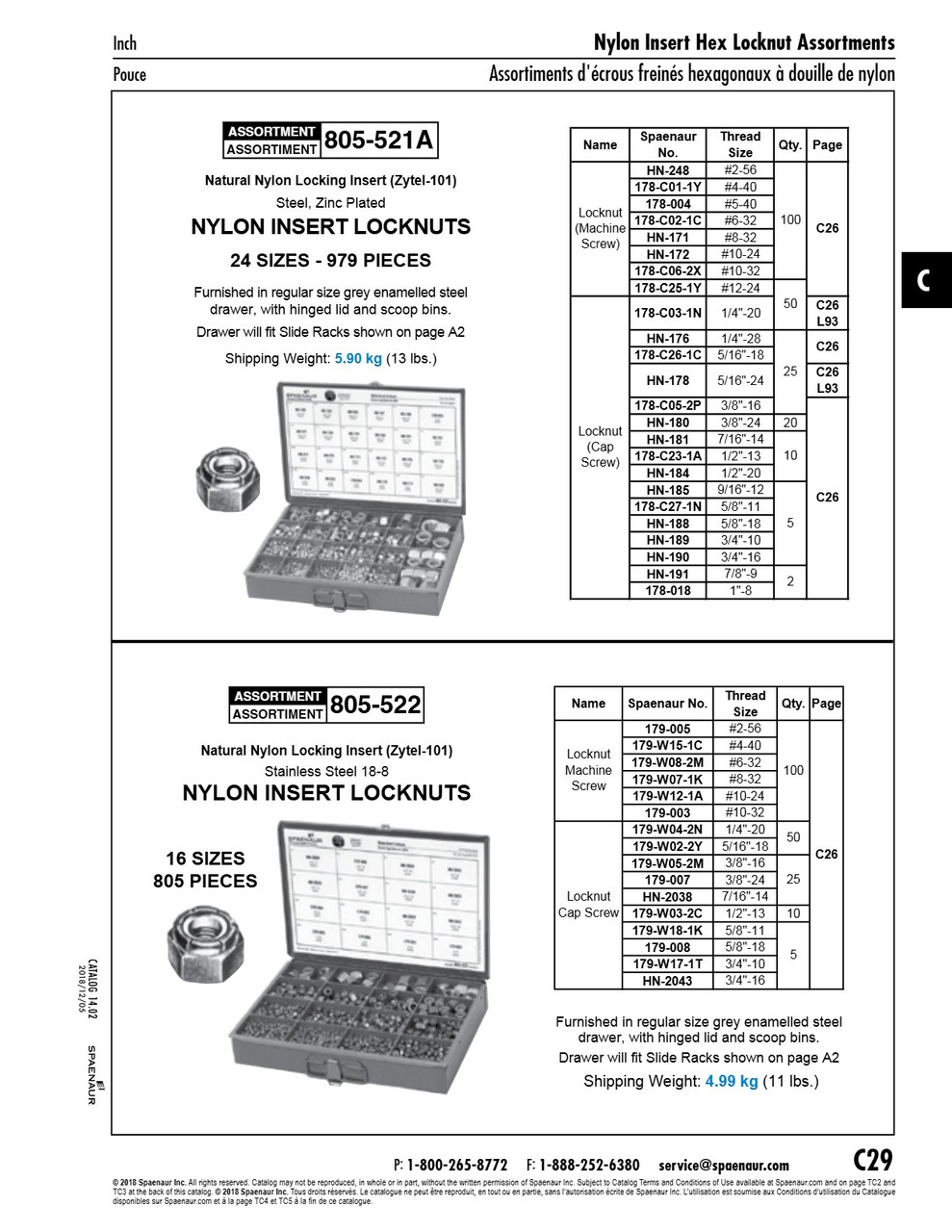 Assortment Of Nylon Insert Steel Locknuts   805-521A