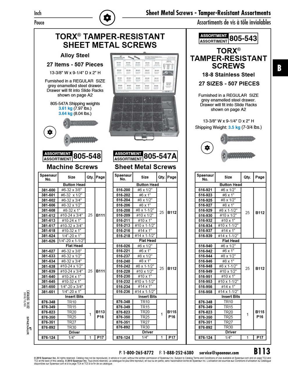 Assortment Of Torx Tamper-Resistant Machine Screws With Screwdriver & Bits In Metal Box   805-548