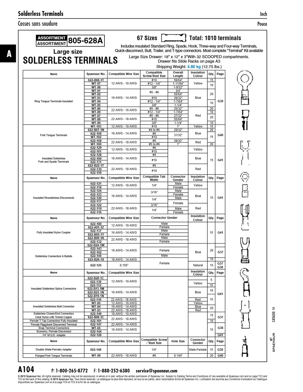 Solderless Terminals Insulated Assortment   805-628A