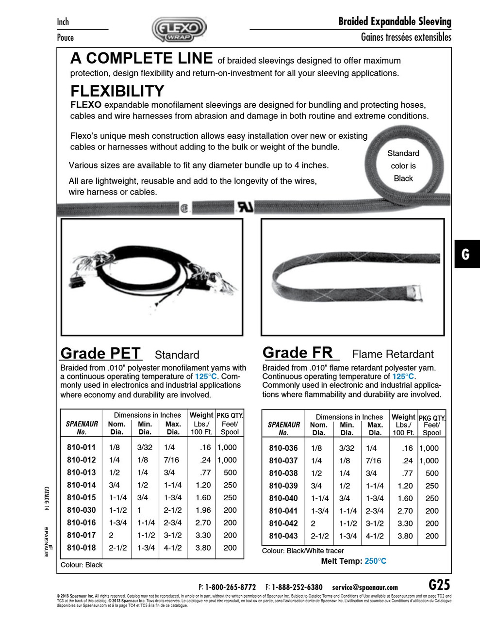 "Flexo Fr" Flame Retardant Braided Expandable Sleeving 1/8" Dia X 1000 Ft Roll Polyfyre Black   810-036