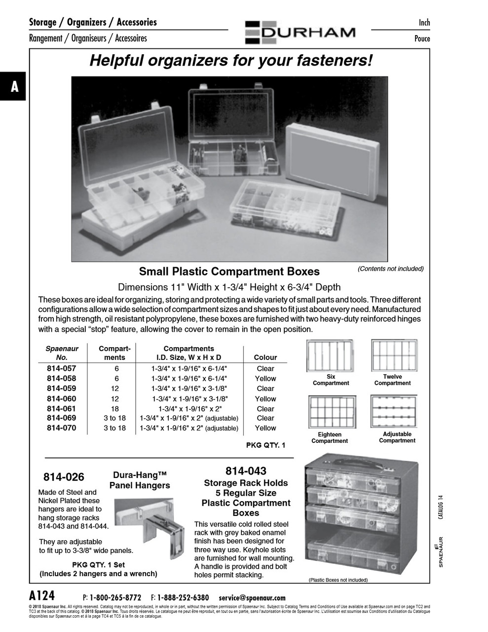6 Compartment Assortment Box 11" Wdth X 1-3/4" Ht X 6-3/4" Dpth Polypropylene Yellow   814-058