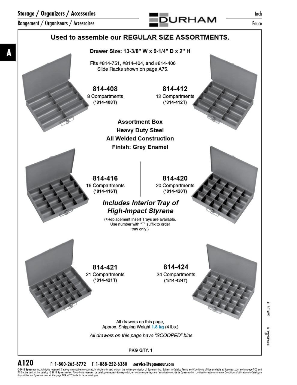 20 Compartment Insert For Regular Size Box Grey Plastic   814-420T