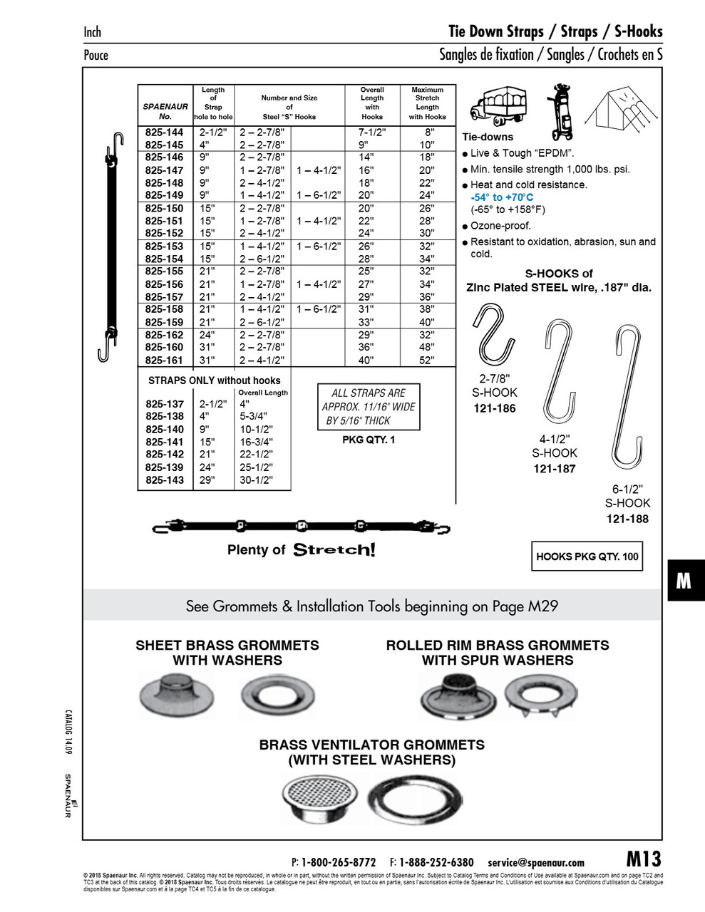 Rubber Tie-Down Strap With Hooks (825-140 121-186 121-187) 1/Pk 16" O/A Length With Hooks Rubber   825-147