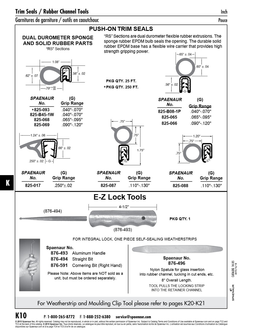 Trim Seal Grip Flanged Edges .040 - .070" Grip X 25 Ft Roll Sponge & Solid Epdm   825-B08-1P