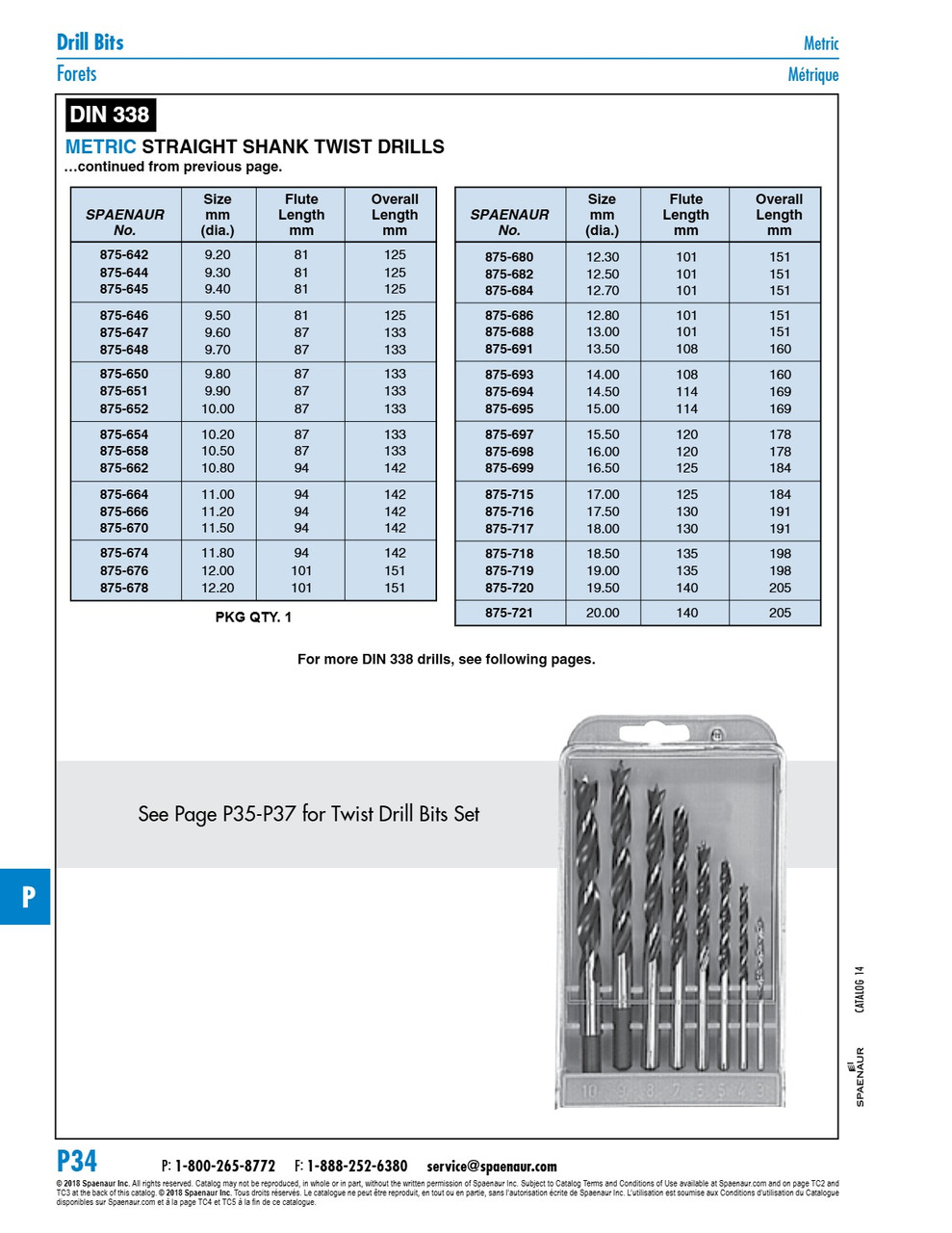 Straight Shank Jobbers' Drill 9.00Mm X 4 29/32 O/A L High Speed Steel Din 338Rn/Hss 9.00   875-640