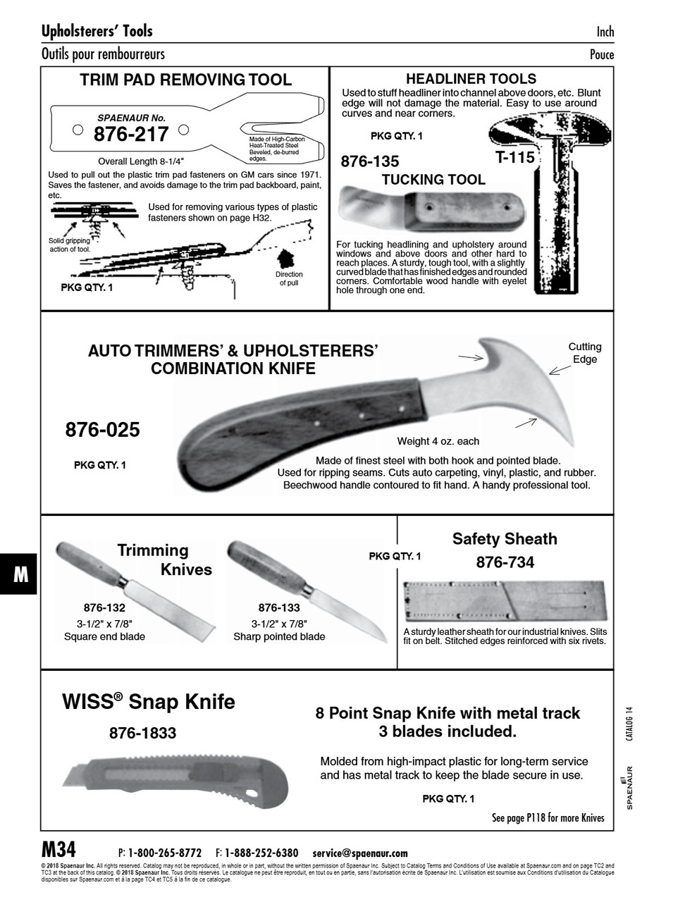 Rigid Tucking Tool For Headlining 7-1/2" O/A Lgth 2-5/8" Blade Lgth Curved Steel Blade Wood Handle   876-135