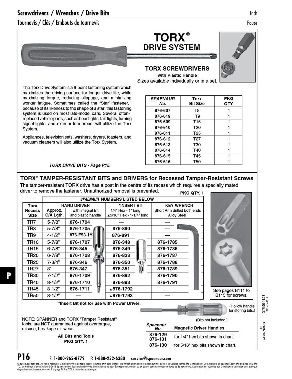 Tamper-Resistant Torx Screwdriver #T-7 X 5-7/8" O/A Length +/- 1" Steel Blade Plastic Handle   876-1704