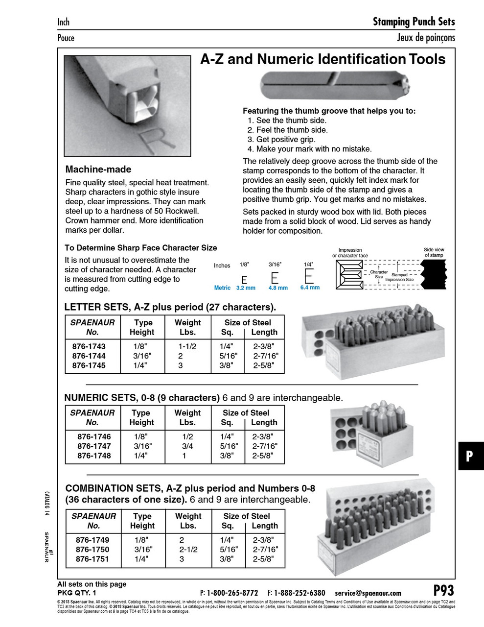 Letter & Figure Stamp Set (36 Pc) 1/4" Wide Characters Steel Plain In Wooden Box   876-1751