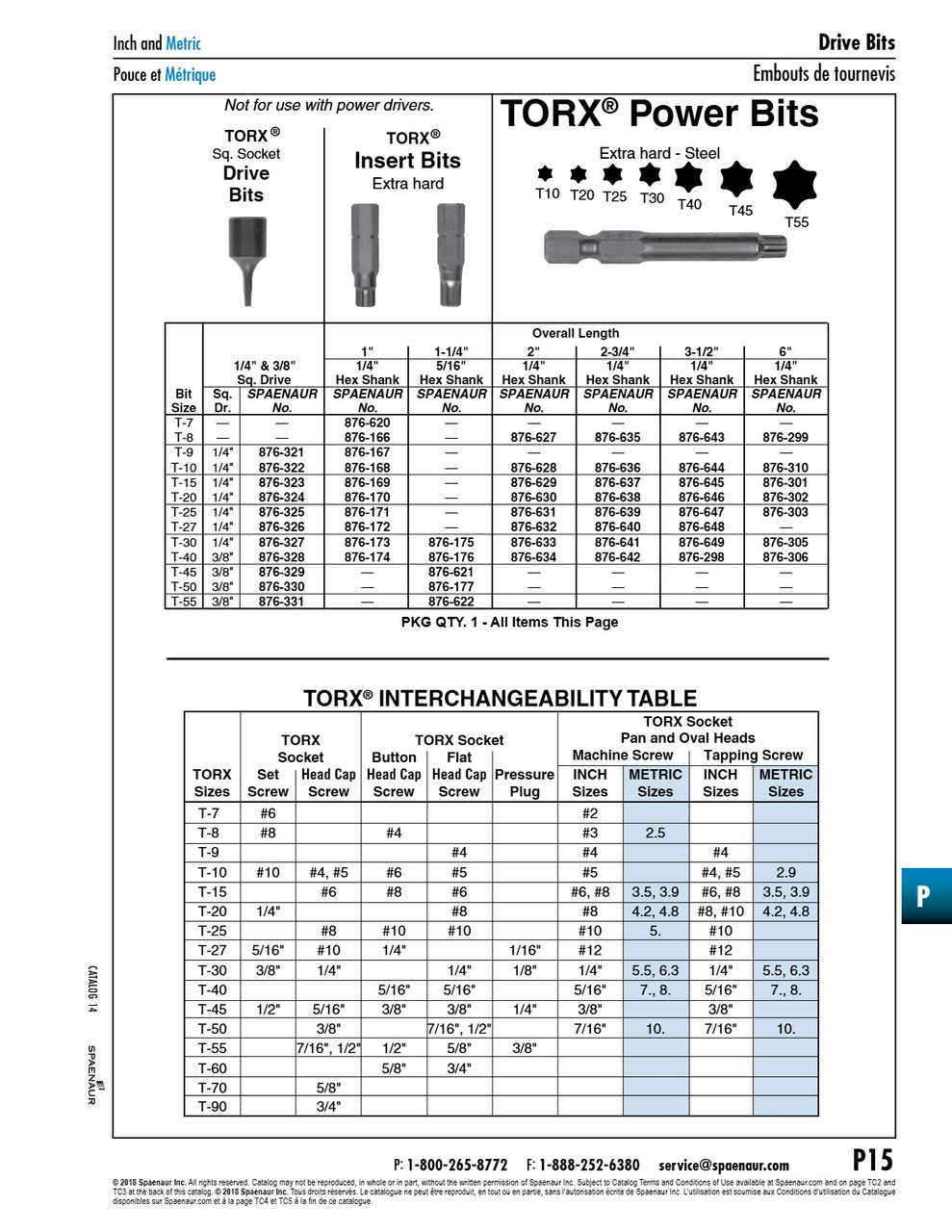 Torx Power Bit T-15 1/4" Hex X 3 1/2" O/A Lgt Extra Hard Steel Grey   876-645