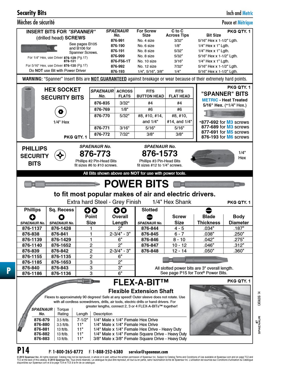 Hex Socket Security Insert Bit 5/32" Af (1/4" Hex) X 1" Long Alloy Steel Plain Finish   876-770